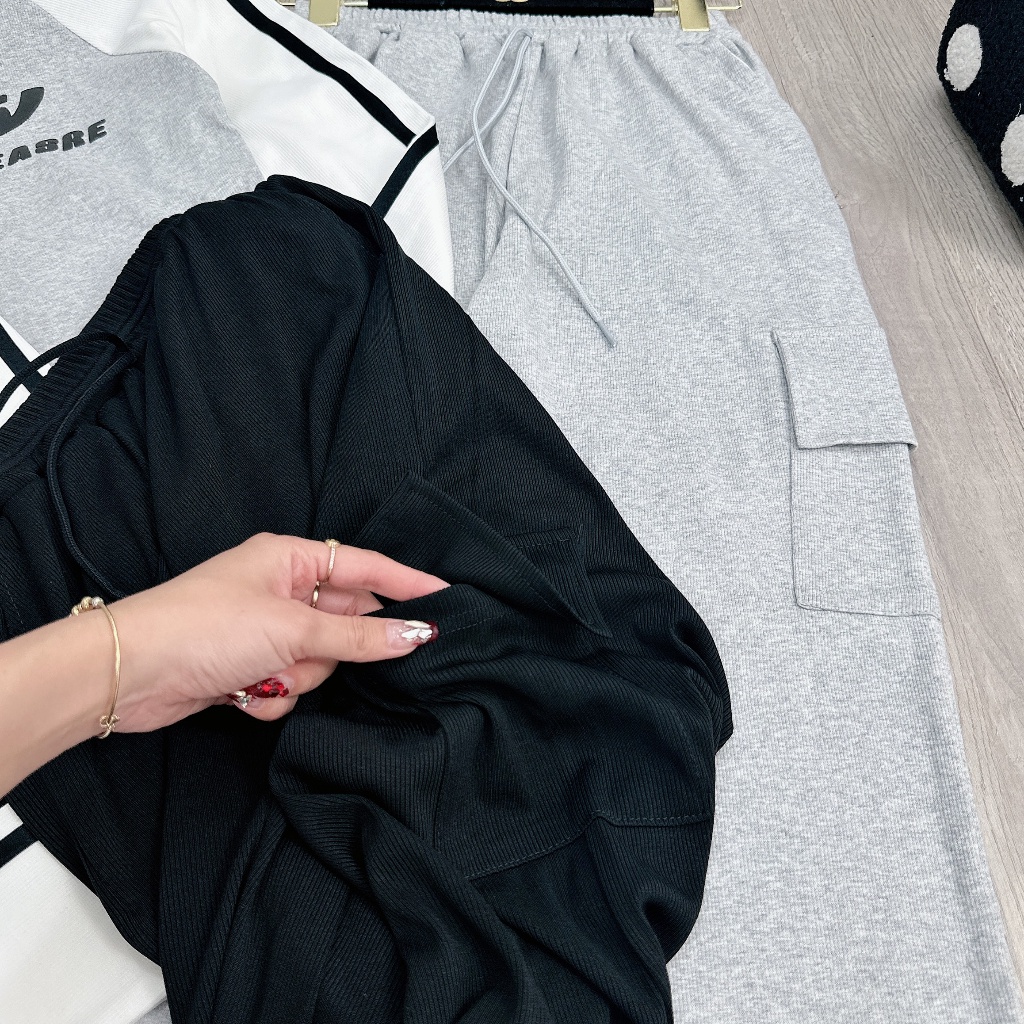 Set áo body phối tay sọc mix quần suông túi hộp siêu hot BN872CCC