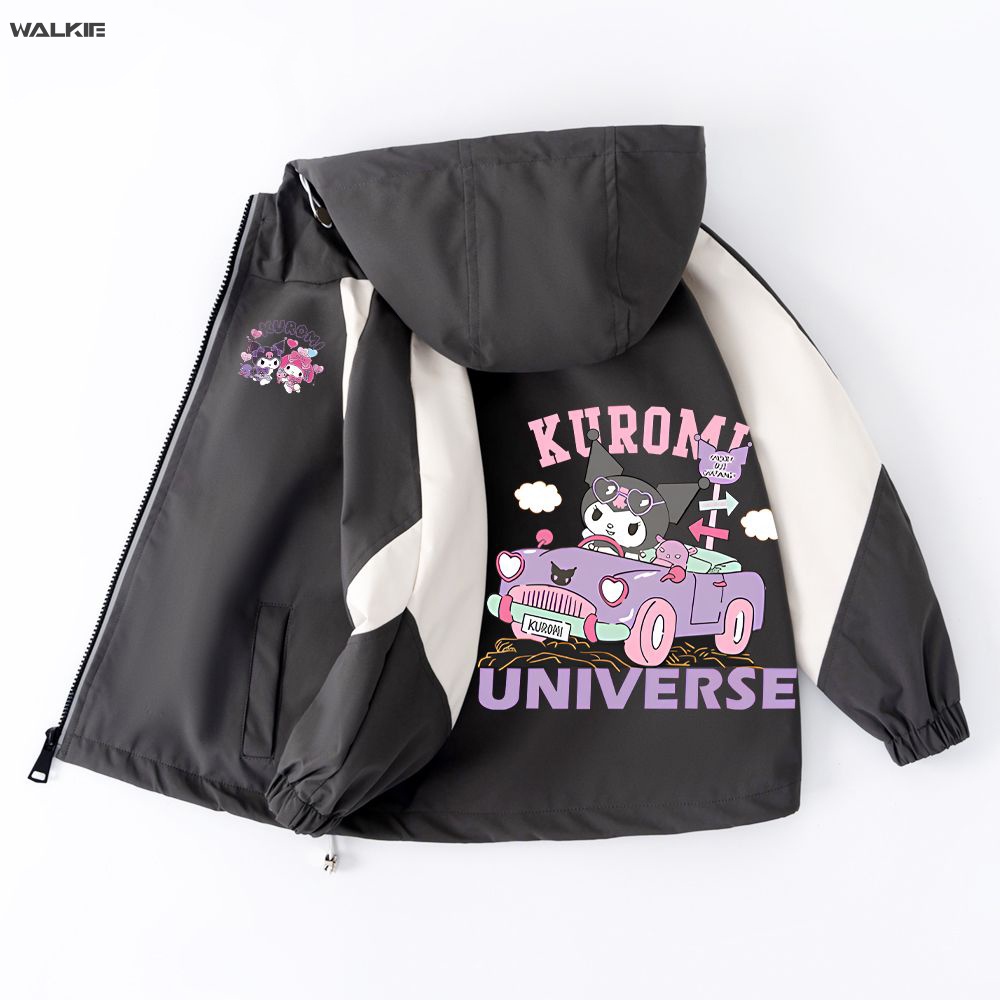 Walkie sanrios Áo Khoác Gió Có Mũ Trùm In Họa Tiết Hoạt Hình anime kuromi my melody Dễ Thương Thời Trang Xuân Thu Cho Bé Trai Và Gái