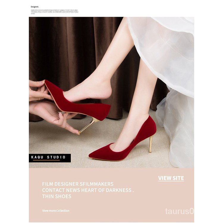 Mới Giày Cao Gót Da Lộn Mũi Nhọn Thời Trang Cho Nữ