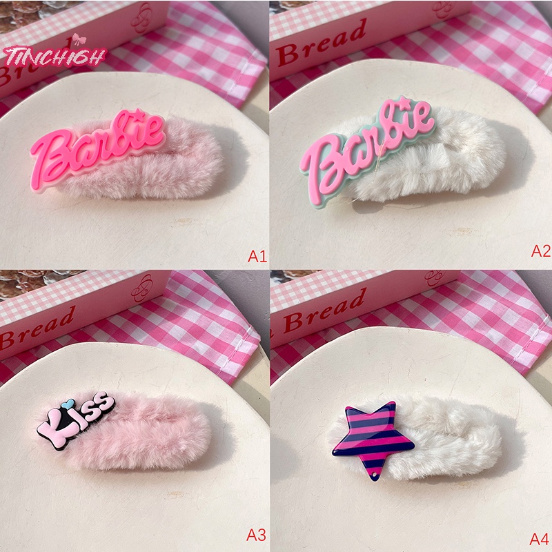 Lược Cài Tóc Lông Nhung Hình Chữ barbie Ngọt Ngào Thời Trang Cho Nữ