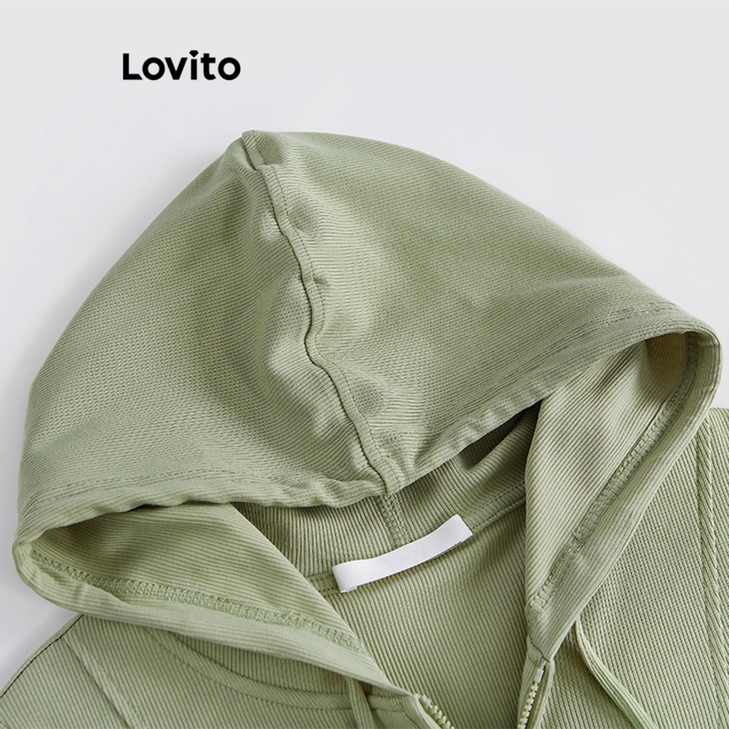 Áo khoác Lovito khóa kéo màu trơn thường ngày cho nữ LNE17161 (màu xanh lá)