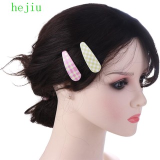 Hejiu Kẹp Tóc Họa Tiết Kẻ Sọc Nhiều Màu Sắc Bằng Hợp Kim acrylic Dễ Thương