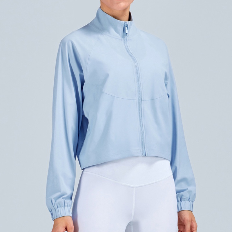 Áo Khoác Tay Dài Dáng Rộng Có Khóa Kéo Trước 2 Túi Thời Trang Chạy Bộ Cho Nữ