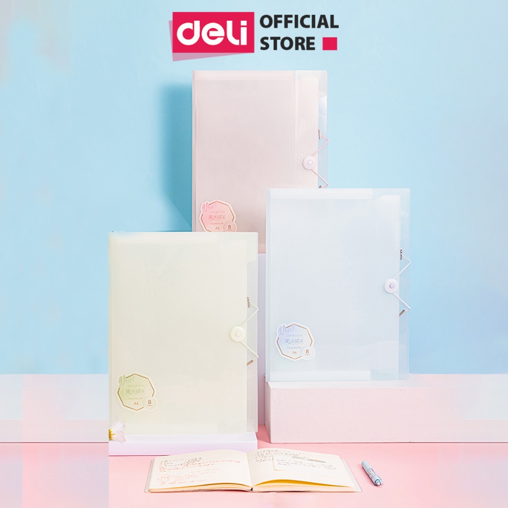 Cặp Túi Đựng Tài Liệu A4 Deli File Đựng Tài Liệu Hồ Sơ 8 Ngăn Túi Hồ Sơ Văn Phòng File Lưu Trữ Đa Năng Nhiều Màu Pastel