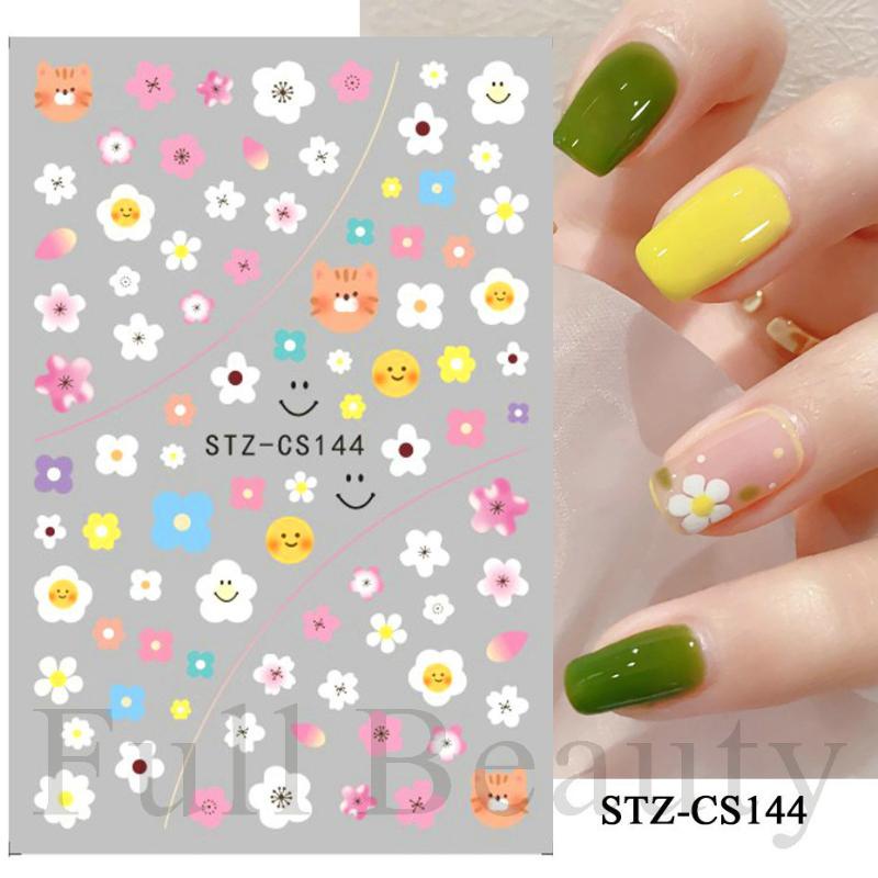 Mới Miếng Dán Trang Trí Móng Tay Hình Hoa Cúc / Hoa Đào / Dâu Tây Nhiều Màu Xinh Xắn