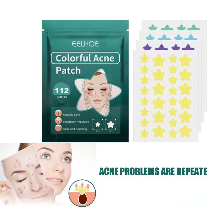 Eelhoe 112 miếng dán Star Acne Patch Điều trị vết thâm Phục hồi da không thấm nước Chiết xuất từ cây trà Thành phần tự nhiên Làm mờ vết thâm và che phủ vết mụn rượu vang01