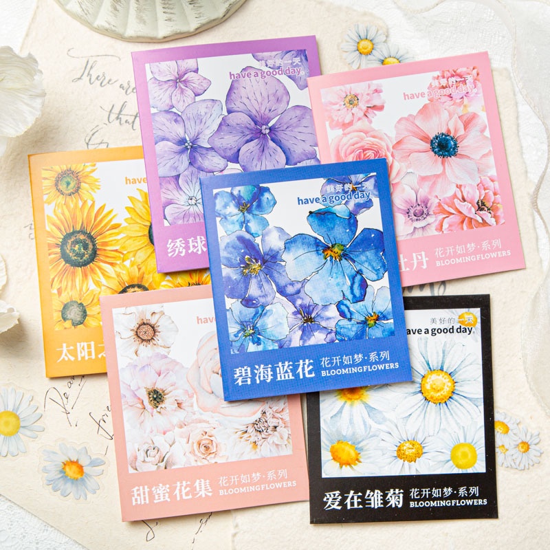 Set 50 sticker Hoa Dán Trang Trí Sổ Tay