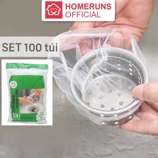 Set 100 túi lọc rác bồn rửa chén bát, túi lưới lọc rác chậu rửa bát, bọc đựng rác bồn rửa bát