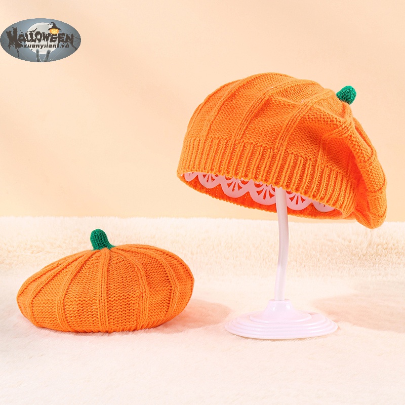 Nón beret Dệt Kim Phong Cách halloween 2023 Cho Mẹ Và Bé vn