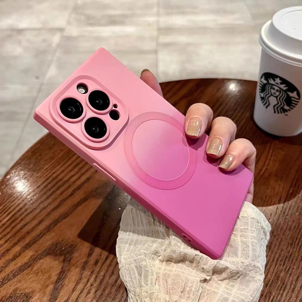 Ốp Điện Thoại Dẻo Hình Vuông Màu gradient Thời Trang Chống Rơi Cho iphone 15 14 13 12 11 pro max 15plus