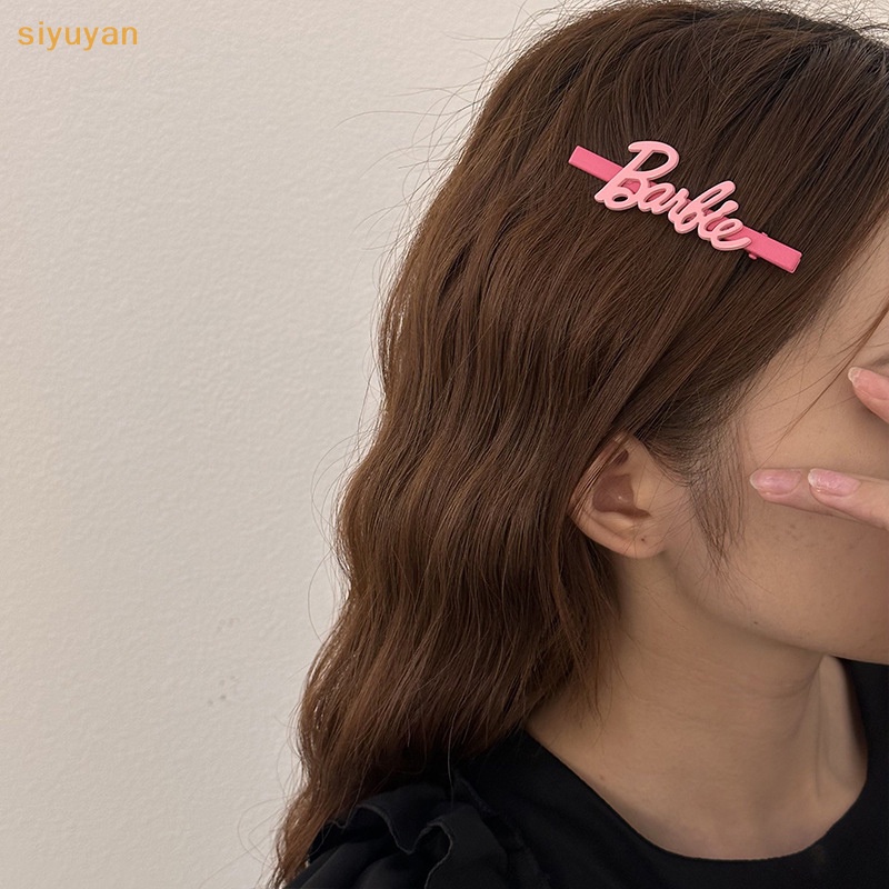 Kẹp Tóc Kim Loại Hình Búp Bê barbie Màu Hồng In Chữ Xinh Xắn vn