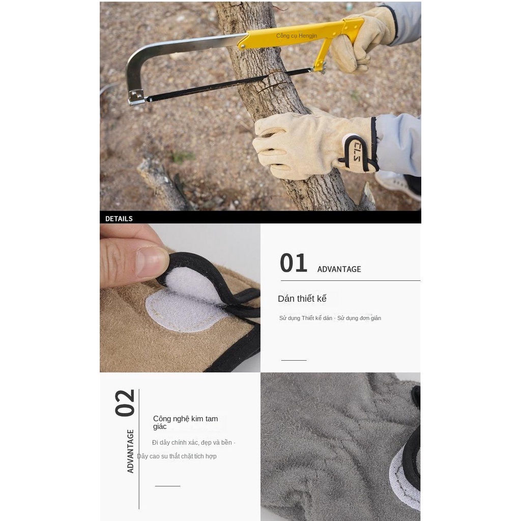 Găng Tay Da Bò Chống Bỏng Chống Mài Mòn Dùng Để Nướng bbq