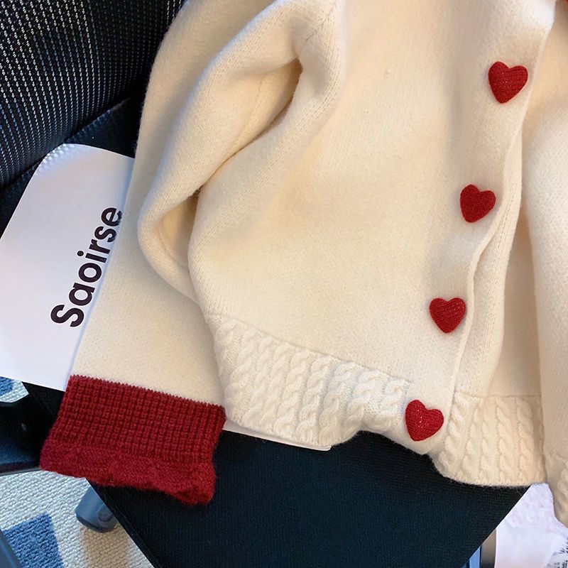Áo sweater Dệt Kim Cổ Búp Bê Màu Tương Phản Thời Trang Thu Đông 2021 Mới Cho Nữ