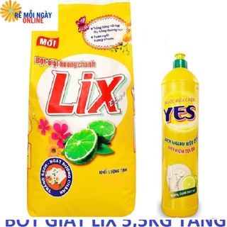 Bột giặt LIX 5,5KG Hương Chanh Tặng Chai NRC FLAX 800ML/ YES 400G