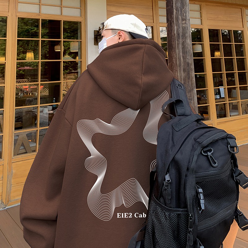 Áo hoodie Nhung Dày Dặn Tay Dài Dáng Rộng In Chữ 3d Phong Cách vintage Thời Trang Mùa Thu Cho Nam Giới size m-5xl