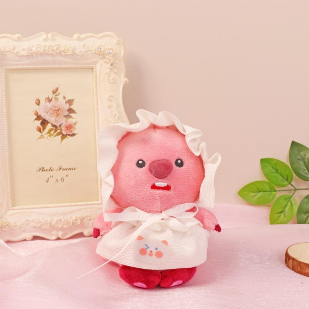 Mặt phụ kiện MMULCK búp bê nhồi bông Little Beaver màu hồng dễ thương gắn móc khóa làm quà tặng cho trẻ em