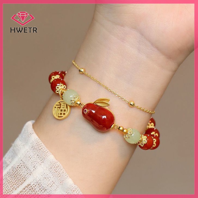 Vòng Tay Hai Lớp Mặt Hình Thỏ Dễ Thương Phong Cách vintage Cho Nữ Mới