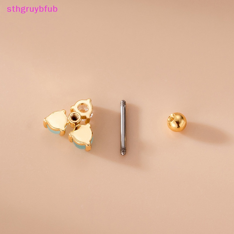 Sthb 1 Khuyên Tai Thanh Đá opal mini Bằng Thép Không Gỉ Thời Trang Cho Nữ vn