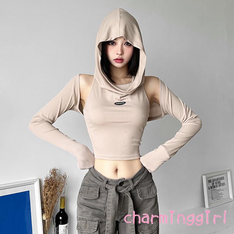 Set Áo Croptop Sát Nách Có Nón + Quần Dài Thời Trang Nữ