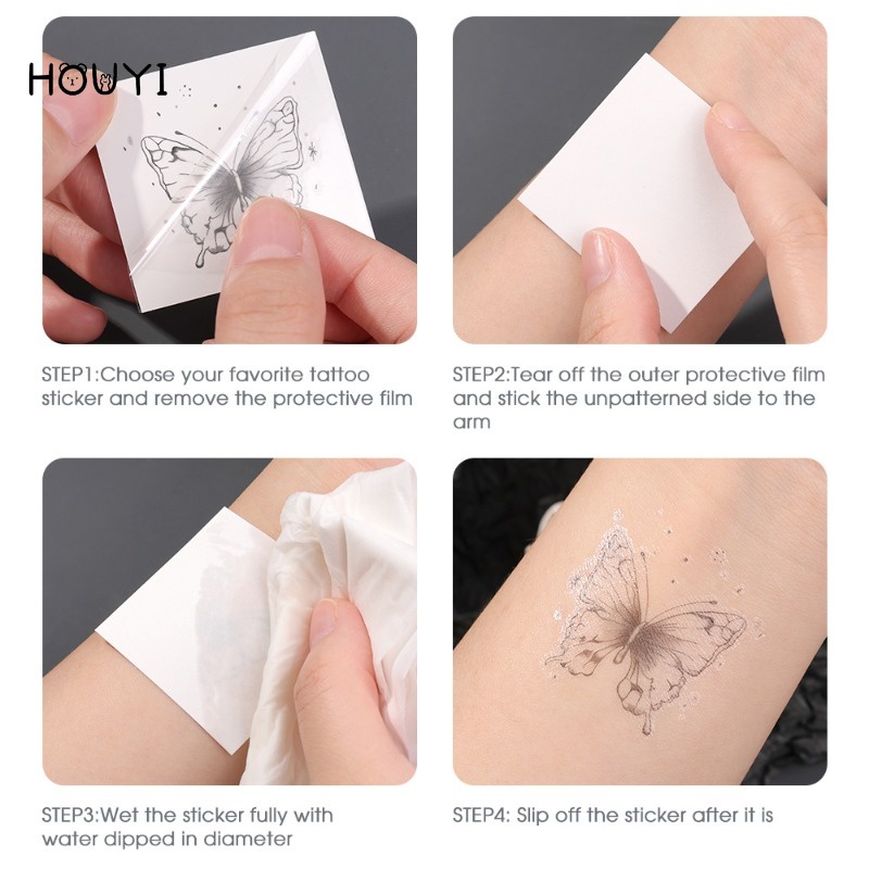 Hình Xăm Dán Tạm Thời Hình Bướm Đen Cổ Tích Sáng Tạo Cho Nam Và Nữ