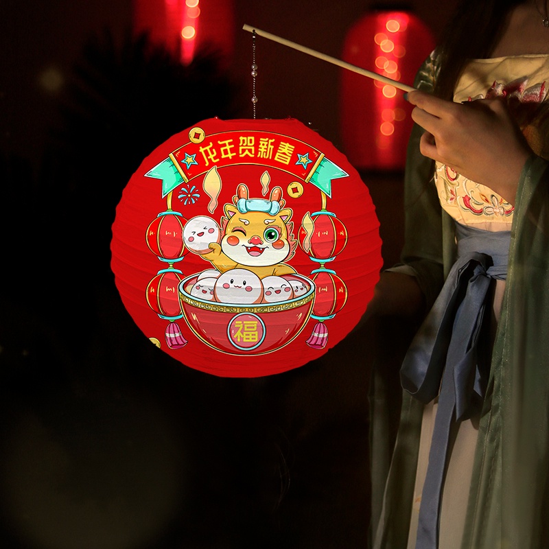 Lồng Đèn Giấy Hình Rồng Đỏ Không Thấm Nước Trang Trí Năm Mới