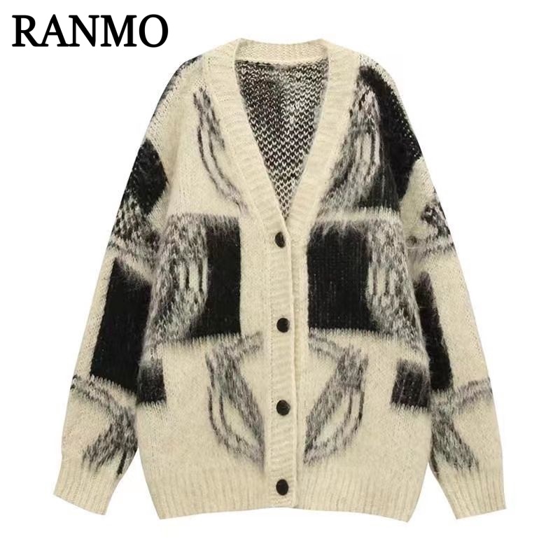 RANMO  cardigan áo khoác cardigan cardigan len cadigan xu hướng phổ biến Phong cách Trendy WXF2391EHQ 38Z230923