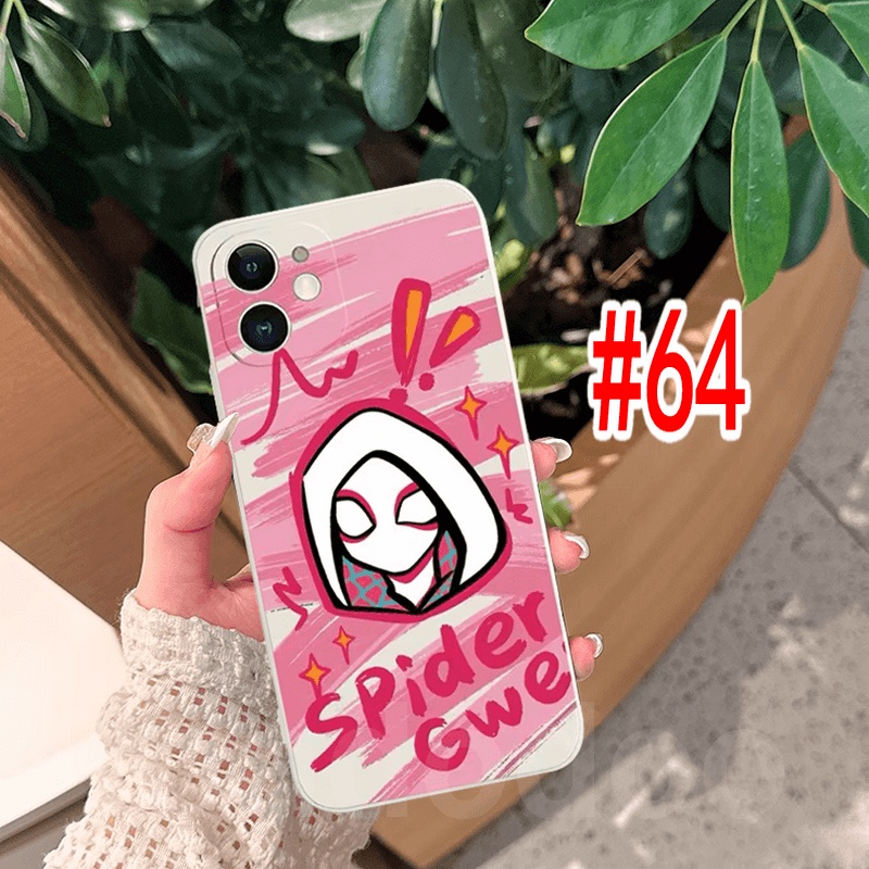 Ốp lưng ins Trend SpiderMan Gwen Couple Xiaomi POCO X5 M5 M4 M3 F3 X3 F4 GT Pro 4G 5G MI 12 11 Ultra Lite Note 10 11T 10T A2 Cute Cartoon Straight edge Tpu Fine Hole Shockproof Lens Protection Soft Phone Case Cover MDD 63