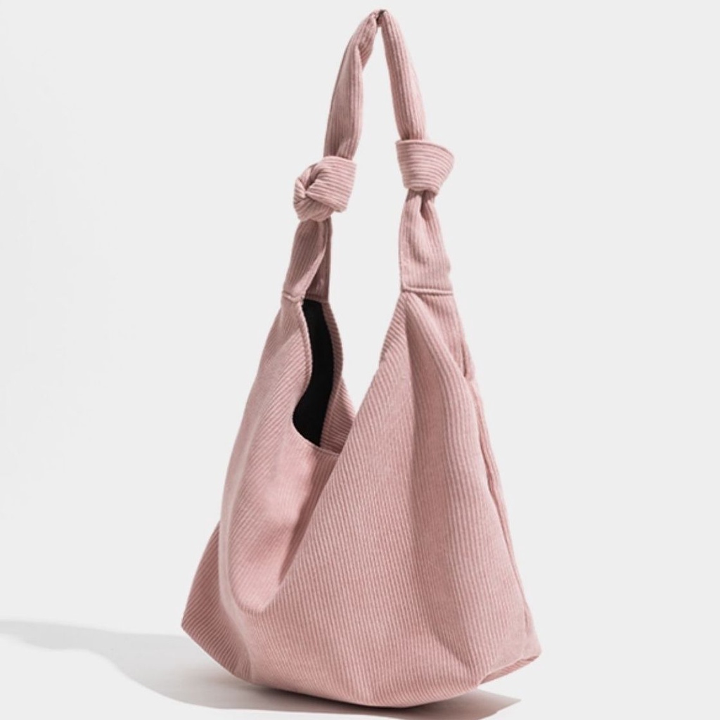 Túi tote Đeo Vai Vải Nhung Kẻ Kích Thước Lớn Màu Cam Phong Cách Hàn Quốc Đơn Giản Dành Cho Nữ