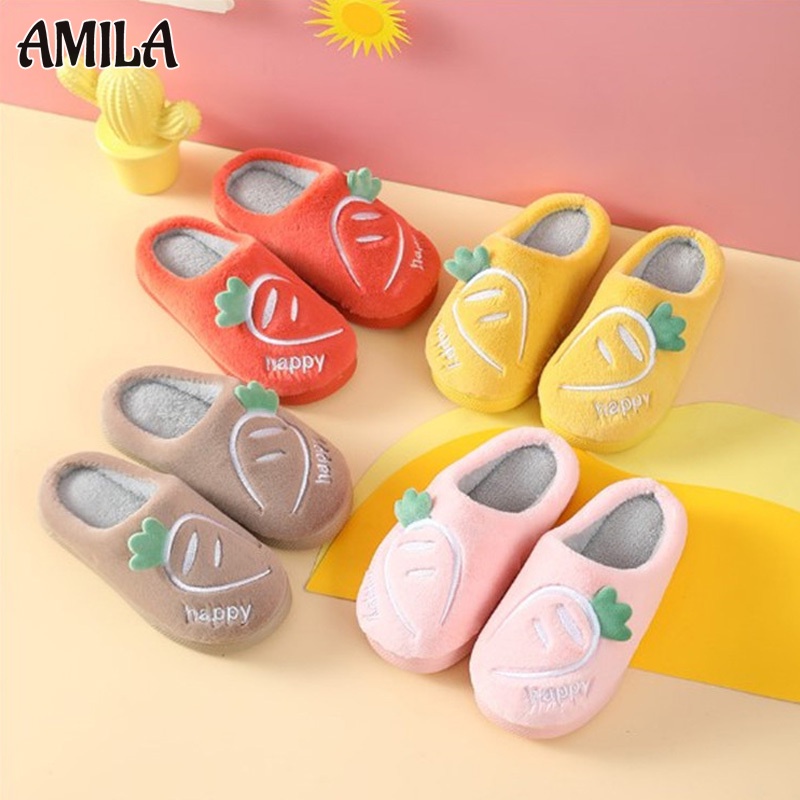 Dép cotton Dày Dặn Chống Trượt Giữ Ấm Họa Tiết Hoạt Hình Dễ Thương Cho Bé