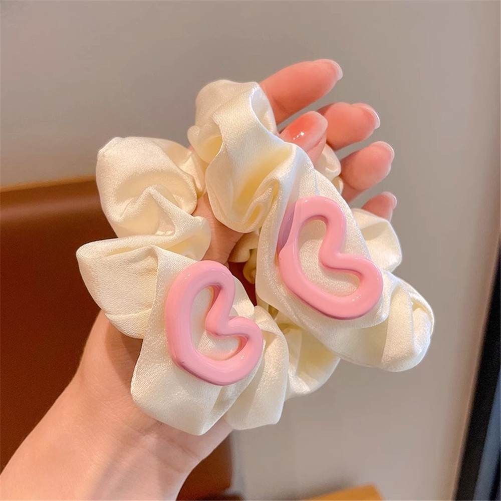 Dây Buộc Tóc Hình Bánh donut Trái Tim Màu Hồng Dễ Thương Cho Nữ