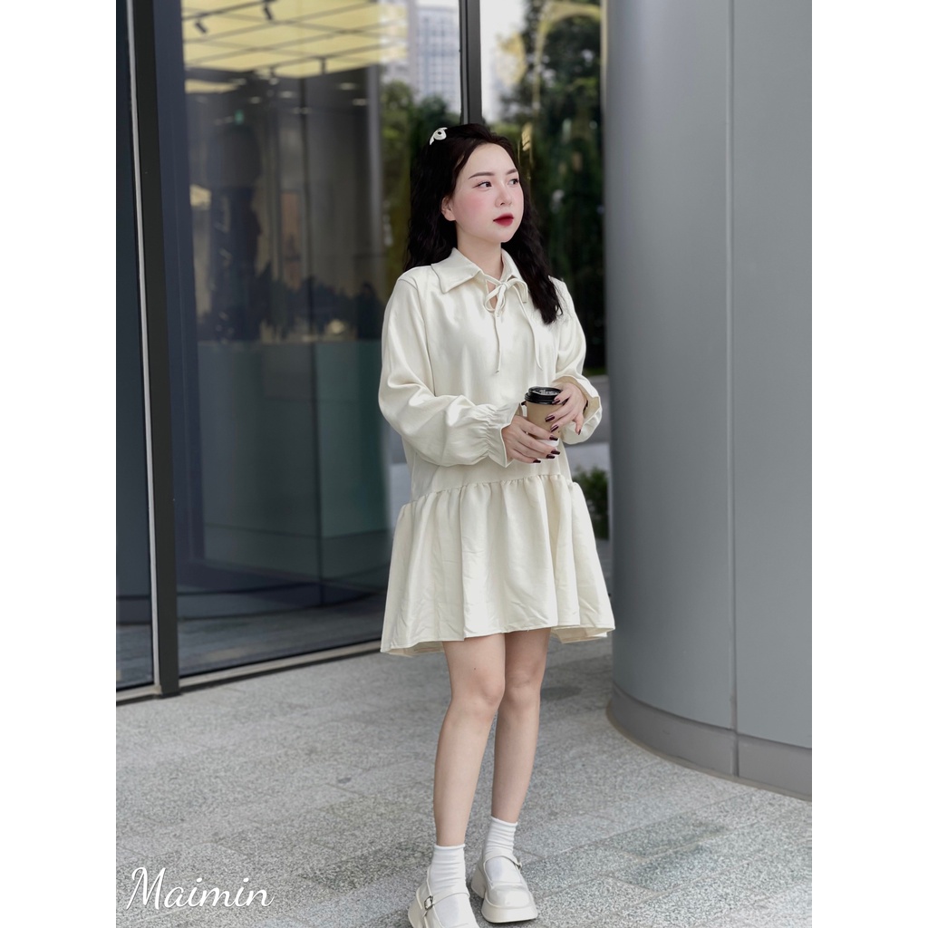 Set 3 chi tiết áo gile hoa váy sơ mi bèo kèm túi hàng QC