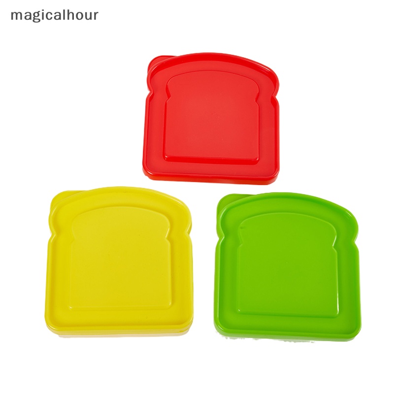 Magicalhour ^ ^ Hộp cơm Trong Suốt Hình Bánh Mì sandwich Có Thể Hâm Nóng Vi Sóng Cho Trường Học Trẻ Em * Mới