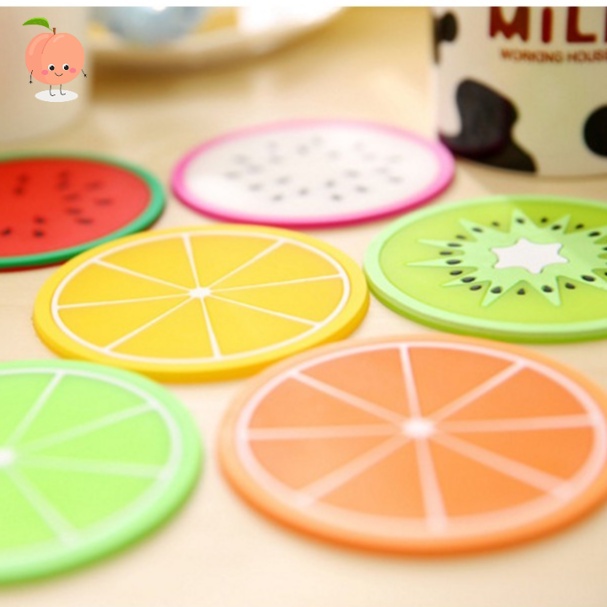 Đế lót ly, lót cốc hình trái cây bằng silicon xinh xắn PEACH