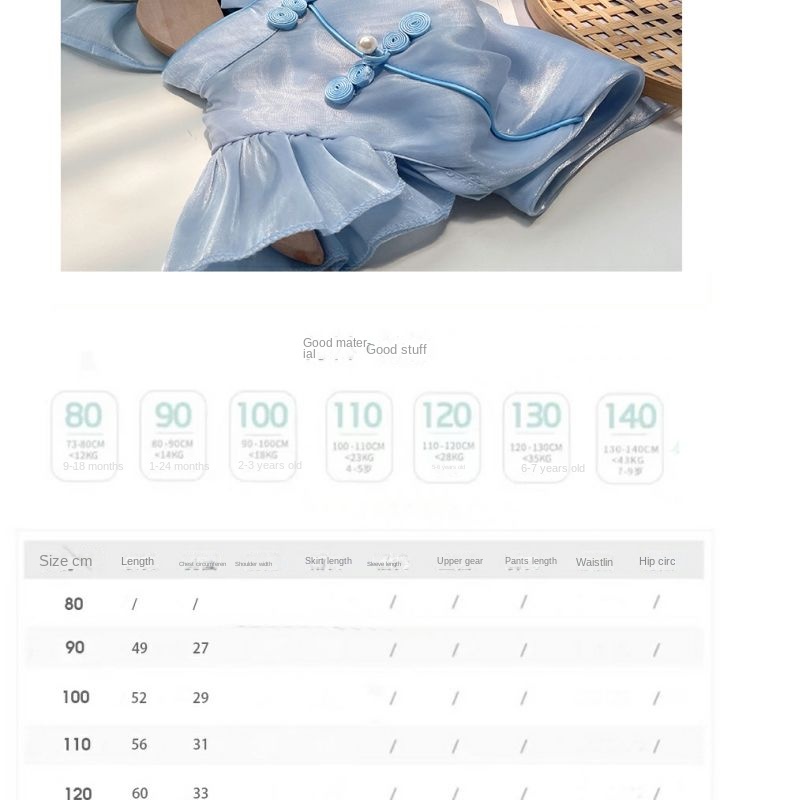 Đầm Sườn Xám Cách Tân Màu Xanh Dương Phong Cách Trung Hoa Thời Trang Mùa Hè 2023 Cho Bé Gái