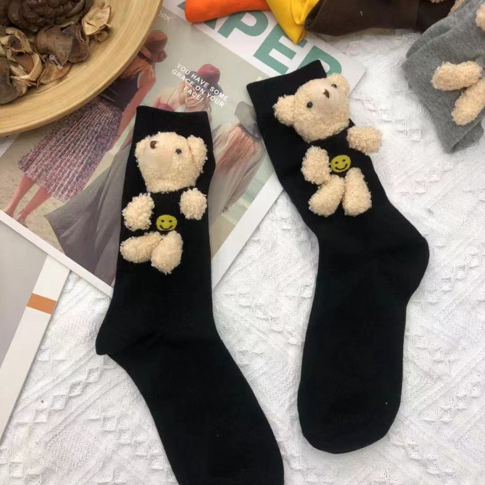 Hoạt Hình Tất Lửng In Hình Gấu Hoạt Họa Đáng Yêu Phong Cách Hàn Quốc Cho Nữ