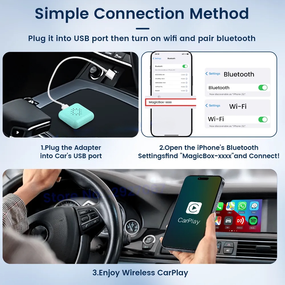 Hộp carplay mini Không Dây carlinkit Kết Nối bluetooth wifi Cho Xe Hơi Chính Hãng ios