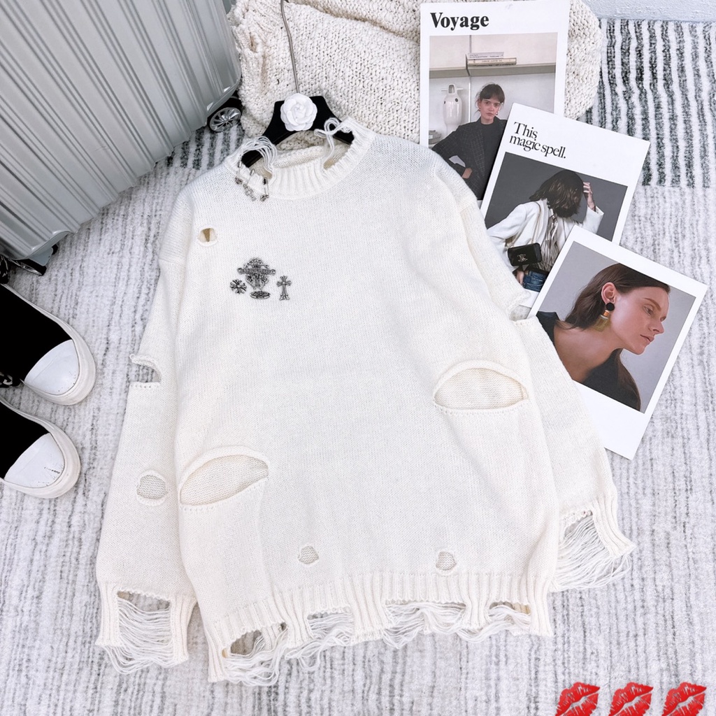 Áo len thom rách tả tơi hàng QC hot hit