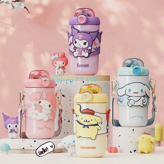 Bình nước giữ nhiệt Rcynview hình Sanrio bằng thép không gỉ 316 dung tích 380ml kèm ống hút