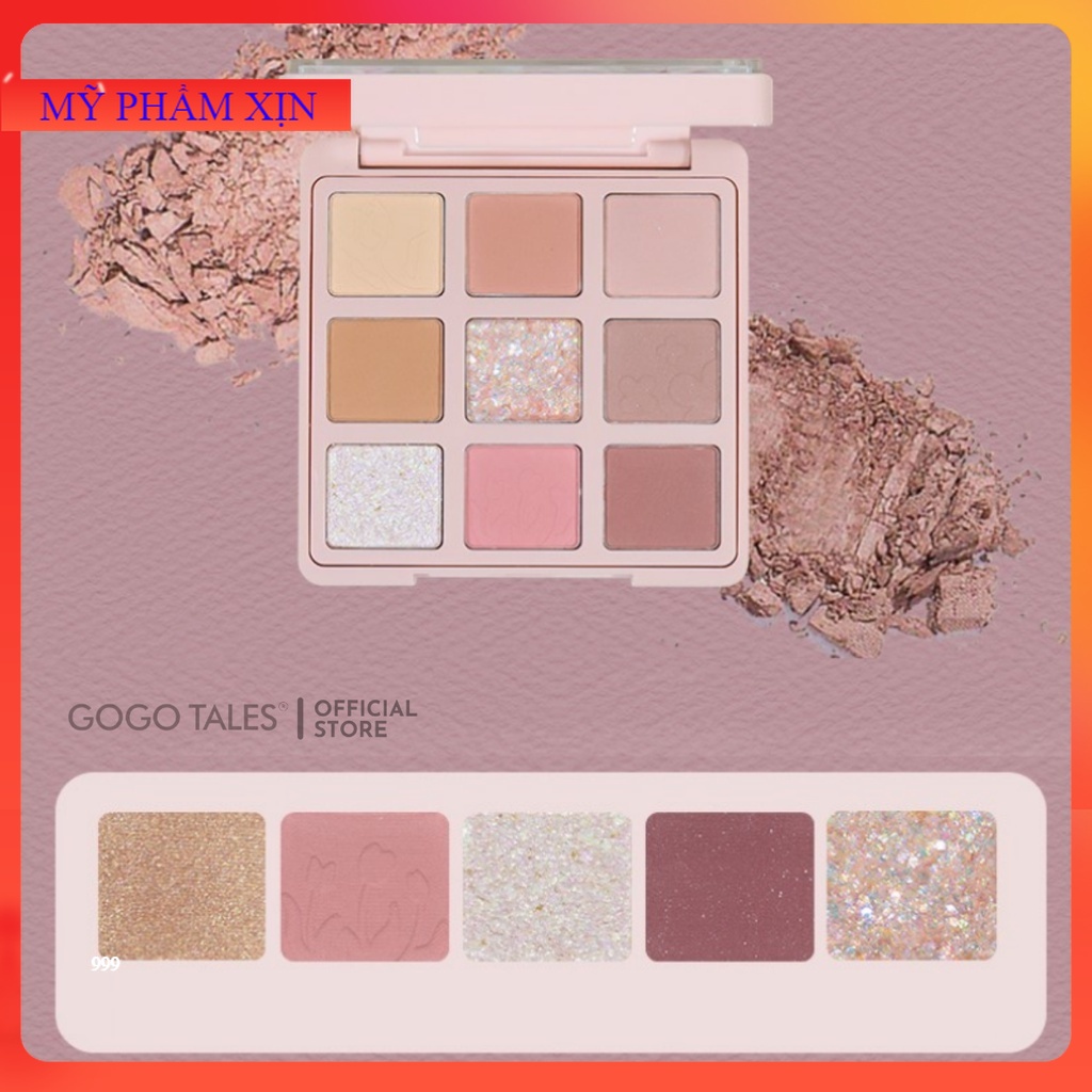 Bảng phấn mắt  gogo tales nội địa trung 9 ô Bảng màu mắt Chamm chống thấm nước lâu trôi Monet Garden GT289 .