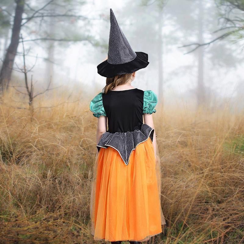 Đầm Hóa Trang halloween Nhân Vật Phù Thủy Cho Bé Gái Cỡ 90-160