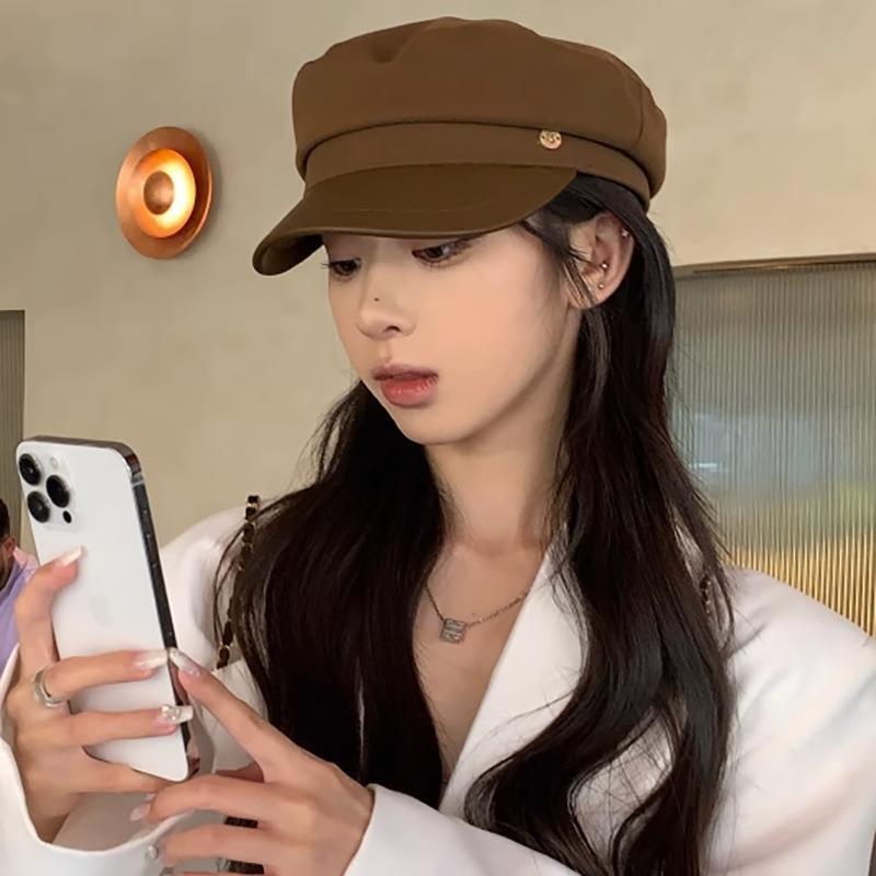 Mũ beret Da pu Thiết Kế Mùa Thu Cá Tính Dễ Phối Đồ Cho Nữ