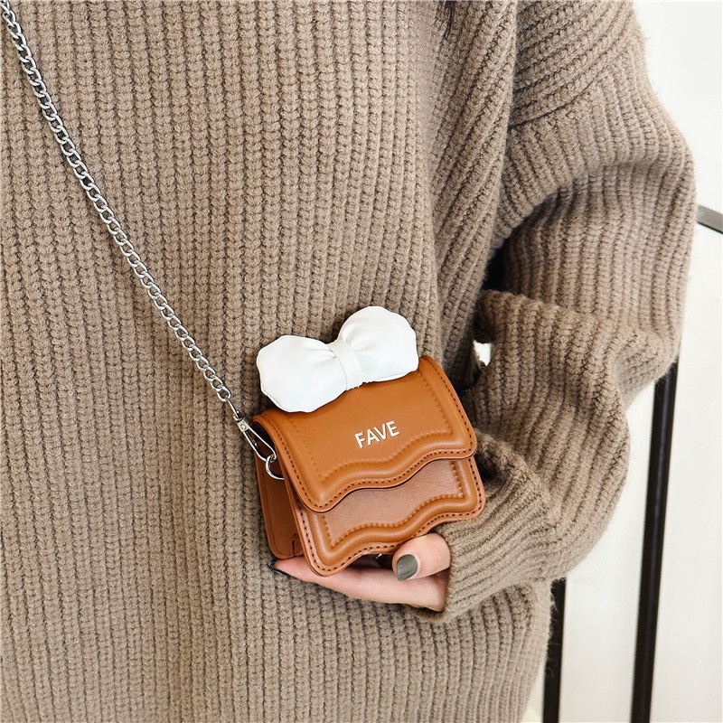 🎀Balo mầm non bé gái🎀Mới Túi Đeo Chéo mini Hình Vuông Đính Nơ Xinh Xắn balo cho bé đi học mầm non hhfwb0045