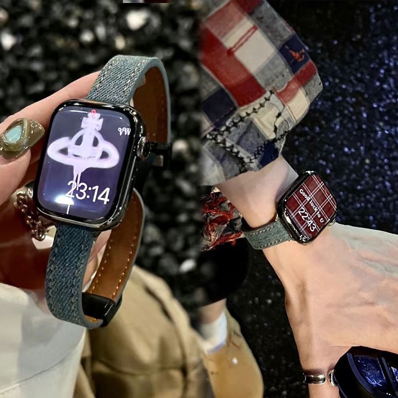 Dây Đeo denim Từ Tính Cho Đồng Hồ Thông Minh apple watch ultra 9 2 8 7 6 5 4 se 41mm 38 40mm 49mm 44mm 45mm 42