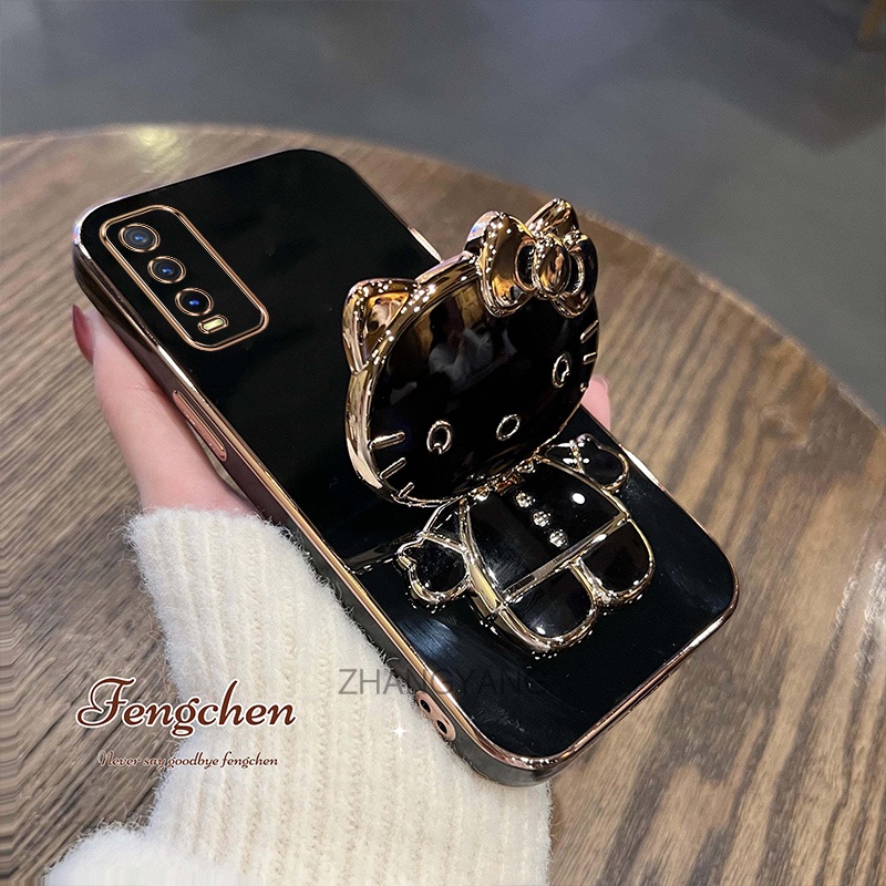 Ốp lưng vivo y20 y12s y20s y20i y12a Ốp Điện Thoại TPU Silicon Mềm Chống Rơi Hình Mèo 3D Có Giá Đỡ Cho vivo y20 y12s y20s y20i y12a