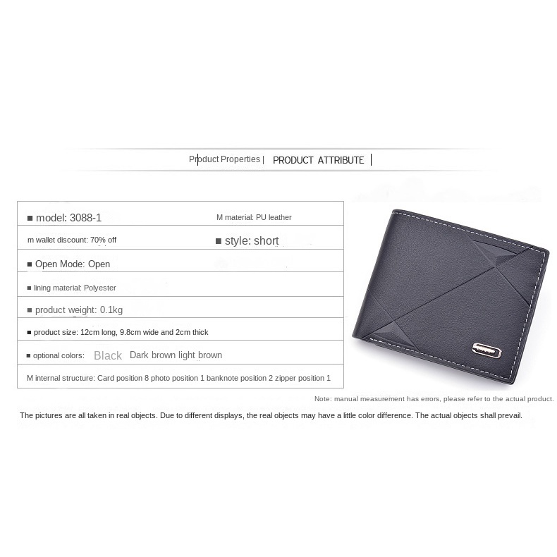 Ví Ngắn Gập Ba Phong Cách Trẻ Trung Có Nhiều Ngăn Đựng Thẻ Thời Trang Cho Nam