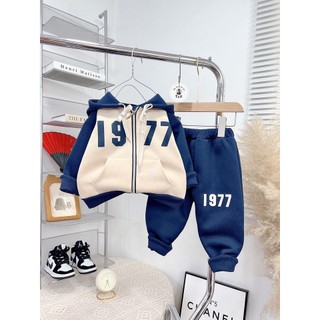 Bộ nỉ bông bé trai, bé gái in số 1977 size
