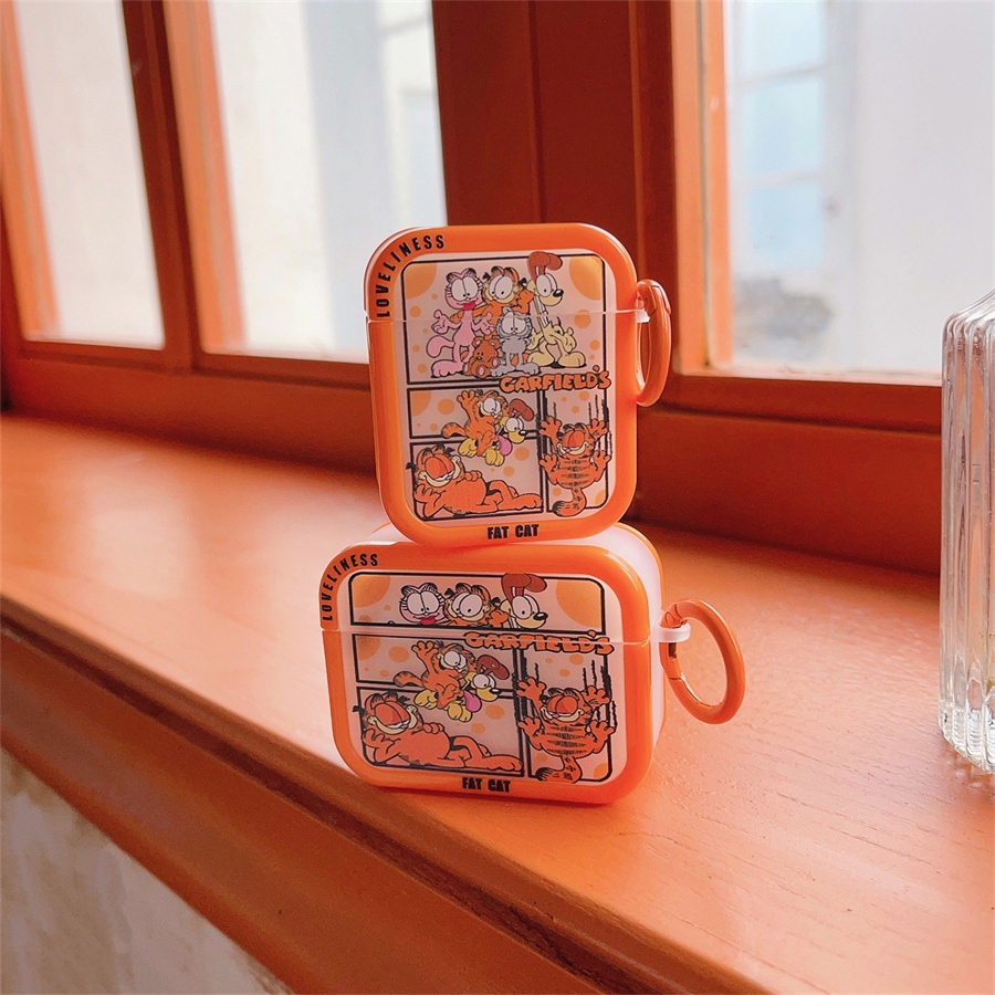 Vỏ Bảo Vệ Hộp Sạc Tai Nghe Airpods pro2 Airpods pro Airpods3 gen3 Airpods2 Bằng Silicon Hình Mèo garfield Dễ Thương Ốp