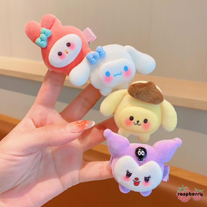 SANRIO Dễ Thương Kẹp Tóc Lông Xù Kiểu Hoạt Hình Đáng Yêu Cho Nữ Kiểu Hàn Quốc