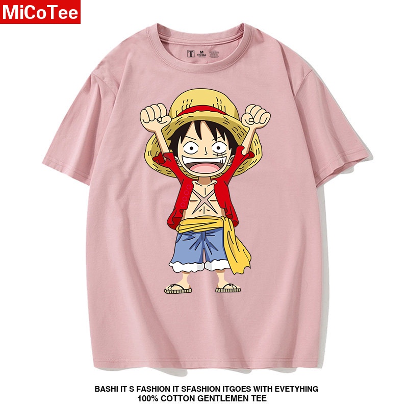 Áo Thun cotton Tay Ngắn In Hình luffy Cá Tính Hợp Thời Trang