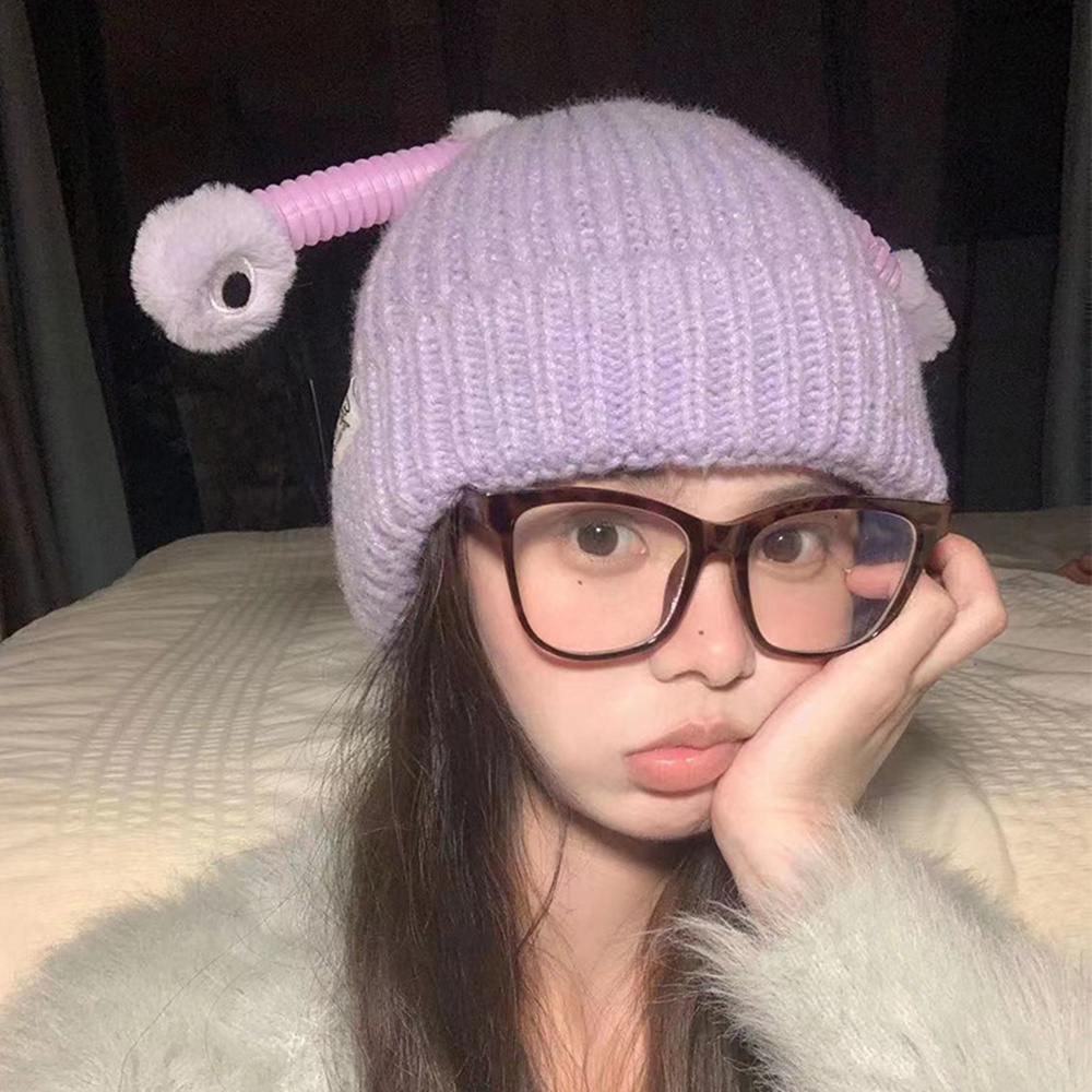 Dễ Thương Mũ Len Dệt Kim Hình Quái Vật Phát Sáng Thời Trang Thu Đông Dành Cho Mẹ Và Bé